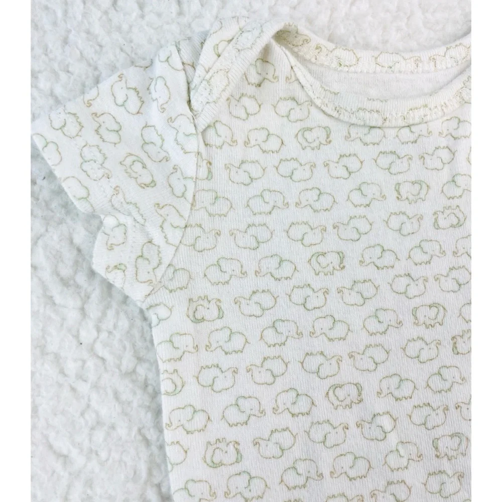 CARTER’S • Precious Firsts White/Cream Elephant Print Bodysuit Onesie, 3M